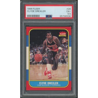 1986/87 Fleer Basketball #26 Clyde Drexler Rookie PSA 5.5 (EX+)