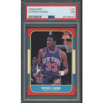 1986/87 Fleer Basketball #32 Patrick Ewing Rookie PSA 7 (NM)
