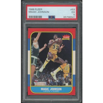 1986/87 Fleer Basketball #53 Magic Johnson PSA 5 (EX)