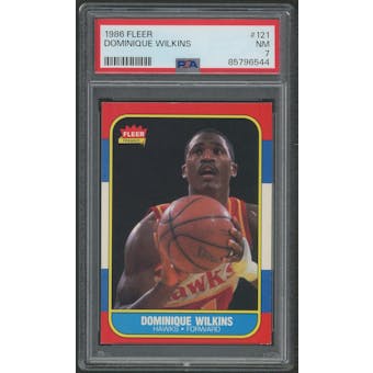 1986/87 Fleer Basketball #121 Dominique Wilkins Rookie PSA 7 (NM)