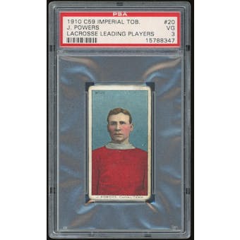 1910 C59 Imperial Tobacco #20 J. Powers Lacrosse PSA 3 *8347 (Reed Buy)