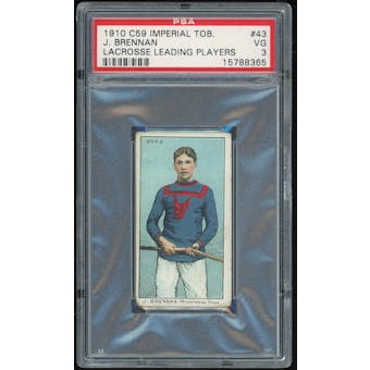 1910 C59 Imperial Tobacco #43 J. Brennan Lacrosse PSA 3 *8365 (Reed Buy)