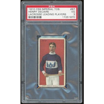 1910 C59 Imperial Tobacco #87 Henry Decaire Lacrosse PSA 3 *1870 (Reed Buy)