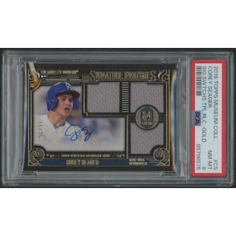 2016 Topps Museum Collection Baseball #SSTCS Corey Seager Rookie Jersey Auto #15/25 PSA 8 (NM-MT)