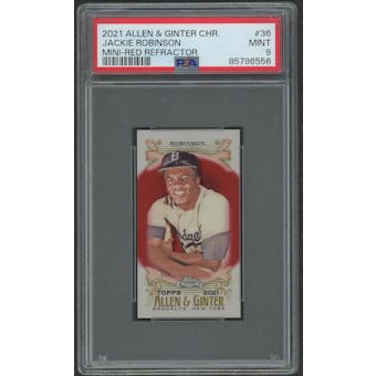 2021 Topps Allen and Ginter Chrome Baseball #36 Jackie Robinson Mini Red Refractor #3/5 PSA 9 (MINT)