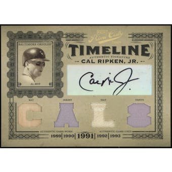 2005 Prime Cuts Timeline Signature Material #T11 Cal Ripken Jr. Bat/Jersey/Hat/Pants Auto #/50 (Reed Buy)