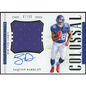 2018 National Treasures Rookie Colossal Material Signatures #RCSSB Saquon Barkley #/99 (Reed Buy)