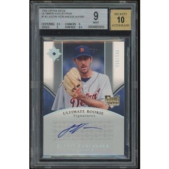 2006 Ultimate Collection #140 Justin Verlander #/180 BGS 9 Auto 10 *5950 (Reed Buy)