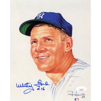 Whitey Ford New York Yankees Autographed 8x10 Ron Lewis Art JSA AR95059 (Reed Buy)