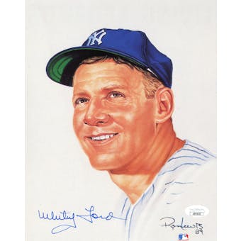 Whitey Ford New York Yankees Autographed 8x10 Ron Lewis Art JSA AR95053 (Reed Buy)