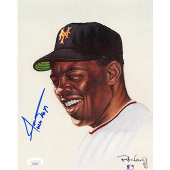 Willie Mays New York Giants Autographed 8x10 Ron Lewis Art JSA AR95049 (Reed Buy)