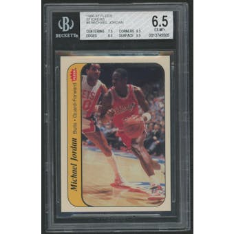 1986/87 Fleer Basketball #8 Michael Jordan Rookie Sticker BGS 6.5 (EX-MT+)