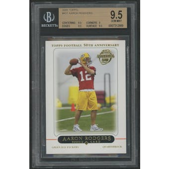 2005 Topps Football #431 Aaron Rodgers 50th Anniversary Rookie BGS 9.5 (GEM MT)