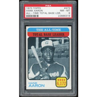 1973 Topps #473 Hank Aaron All Time Total Base Leader PSA 8 *6319 (Reed Buy)