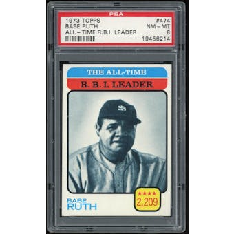 1973 Topps #474 Babe Ruth All Time RBI Leader PSA 8 *6214 (Reed Buy)