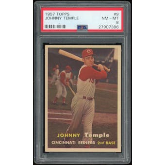 1957 Topps #9 Johnny Temple PSA 8 *7386 (Reed Buy)