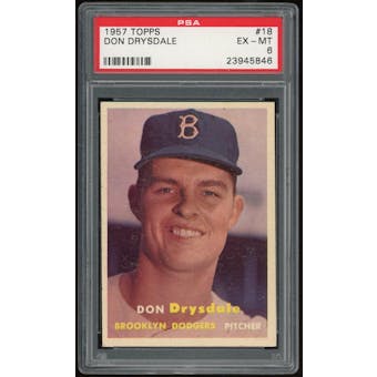 1957 Topps #18 Don Drysdale RC PSA 6 *5846 (Reed Buy)