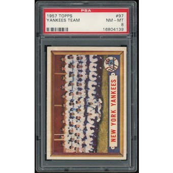 1957 Topps #97 Yankees Team PSA 8 *4139 (Reed Buy)