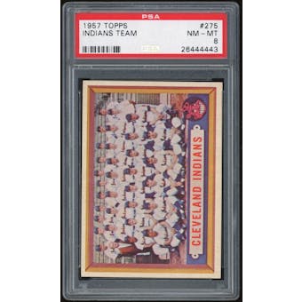 1957 Topps #275 Indians Team PSA 8 *4443 (Reed Buy)