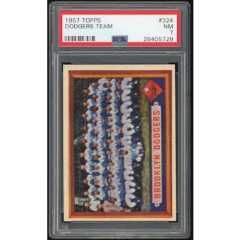 1957 Topps #324 Dodgers Team PSA 7 *5729 (Reed Buy)