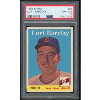1958 Topps #21 Curt Barclay PSA 8 *2929 (Reed Buy)