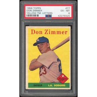 1958 Topps #77 Don Zimmer YT PSA 6 *9320 (Reed Buy)