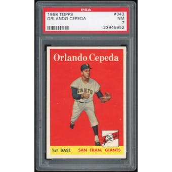 1958 Topps #343 Orlando Cepeda RC PSA 7 *5952 (Reed Buy)