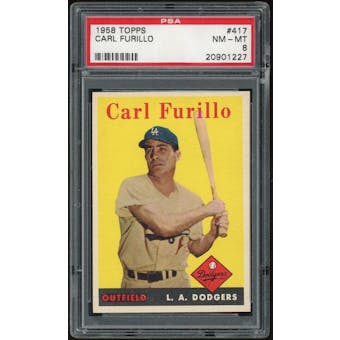 1958 Topps #417 Carl Furillo PSA 8 *1227 (Reed Buy)