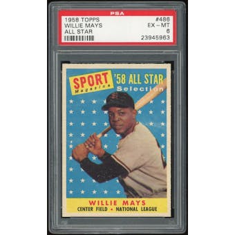 1958 Topps #486 Willie Mays AS PSA 6 *5963 (Reed Buy)