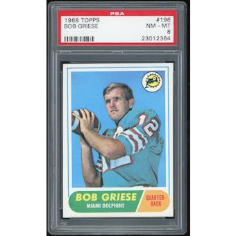 1968 Topps #196 Bob Griese RC PSA 8 *2364 (Reed Buy)