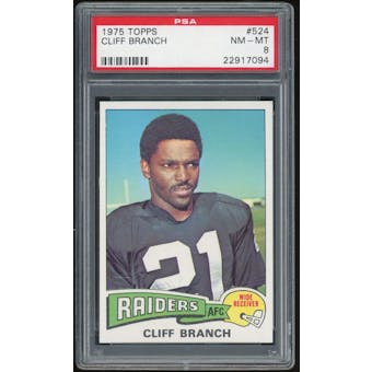 1975 Topps #524 Cliff Branch RC PSA 8 *7094 (Reed Buy)