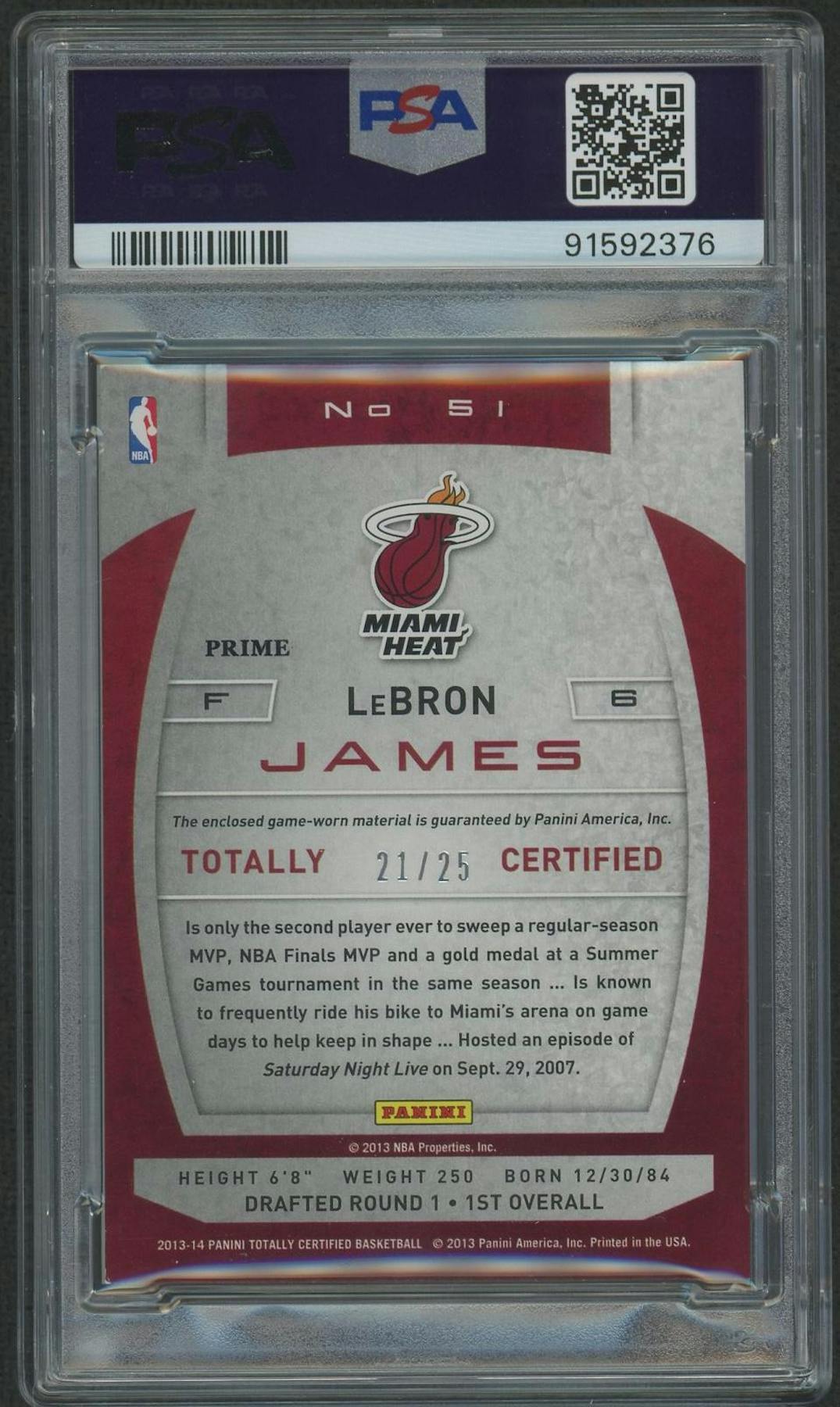 2013/14 Panini Totally Certified Basketball #51 LeBron James