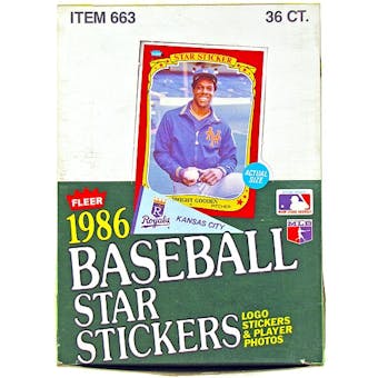 1986 Fleer Baseball Star Stickers Wax Box
