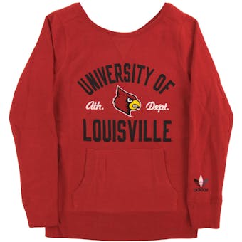 Louisville Cardinals Adidas Red Crew Sweatshirt (Womens X-Large)