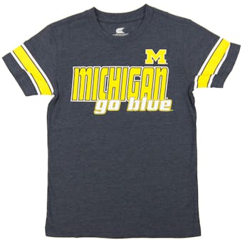 Michigan Wolverines Colosseum Navy Charge Dual Blend Tee Shirt (Youth Medium)