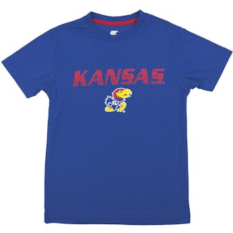 Kansas Jayhawks Colosseum Blue Youth Performance Digit Tee Shirt (Youth L)