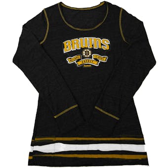 Boston Bruins Reebok Black Tri Blend Long Sleeve Tee Shirt (Womens M)