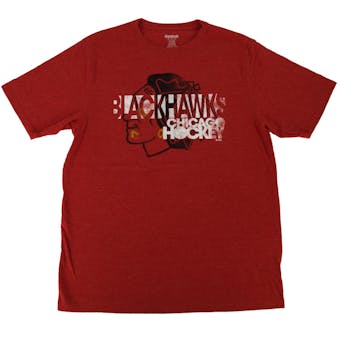 Chicago Blackhawks Reebok Heather Red Dual Blend Tee Shirt (Adult S)