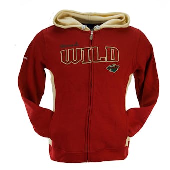 Minnesota Wild Reebok Red Full Zip Fleece Hoodie (Womens M)