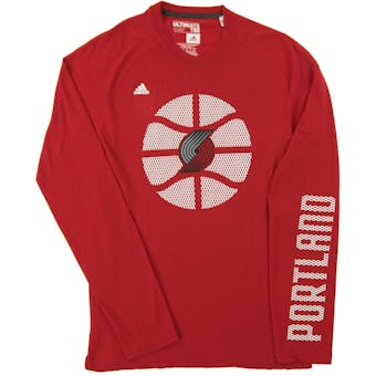 Portland Trail Blazers Adidas Red Ultimate Long Sleeve Tee Shirt (Adult Large)