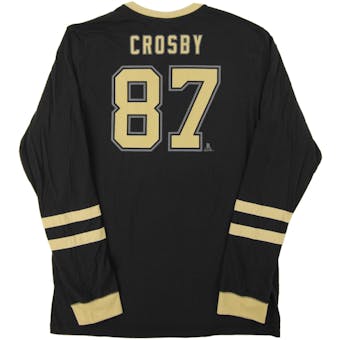 Sidney Crosby #87 Pittsburgh Penguins Reebok Black Shootout LS Tee Shirt (Adult X-Large)