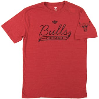 Chicago Bulls Adidas Heather Red Tri Blend Tee Shirt (Adult Medium)