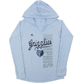 Memphis Grizzlies Adidas Powder Blue Dual Blend Tee Shirt Hoodie (Womens Small)