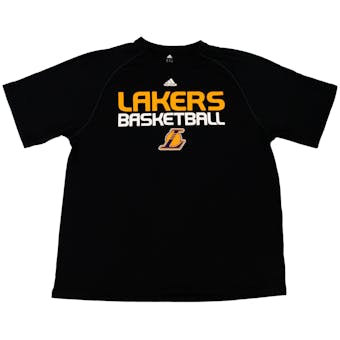 Los Angeles Lakers Adidas Black Climalite Performance Tee Shirt (Adult S)