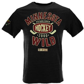 Minnesota Wild CCM Reebok Heather Grey Tri-Blend Tee Shirt (Adult L)