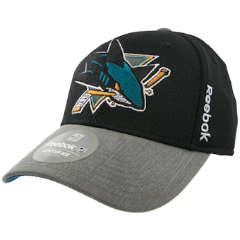 San Jose Sharks Reebok Black Center Ice Playoff Structured Flex Fit Hat