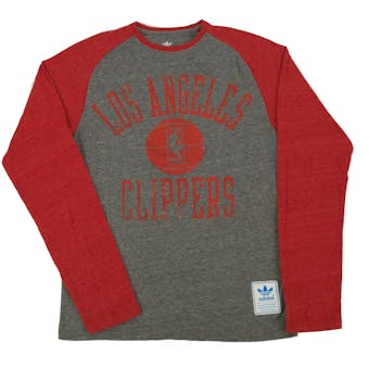 Los Angeles Clippers Adidas Grey Tri Blend Long Sleeve Tee Shirt (Adult L)