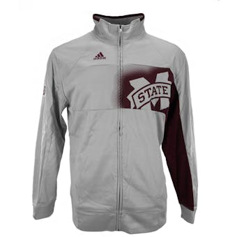 Mississippi State Bulldogs Adidas Grey Climawarm Player Warmup Full Zip Track Jacket (Adult XXL)