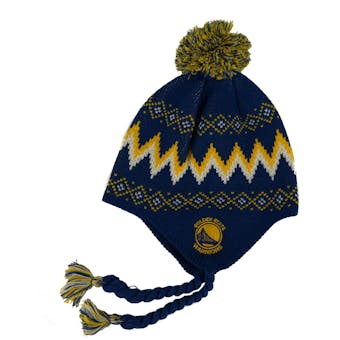 Golden State Warriors Adidas Blue Tassle Knit with Pom Knit Hat Beanie (Boys 4-7)