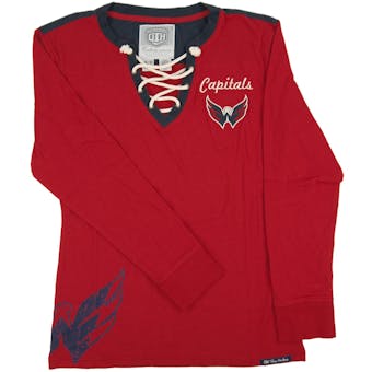 Washington Capitals Old Time Hockey Red Rachel Womens L/S Jersey T-Shirt (Womens M)